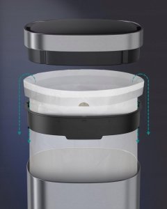 Kosz na śmieci Songmics Automatyczny kosz na śmieci o pojemności 50 litrów z czujnikiem ruchu i wielokolorowym wskaźnikiem Eliminacja nieprzyjemnych zap 4