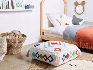 Beliani Poduszka podłogowa bawełniana 55 x 55 x 20 cm biała SEERANI 2