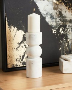 Beliani Świecznik marmurowy biały IOANNINA 2