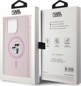 Karl Lagerfeld Karl Lagerfeld KLHMP15XSCMKCRHP iPhone 15 Pro Max 6.7" różowy/pink hardcase Silicone Karl & Choupette Ring MagSafe 8