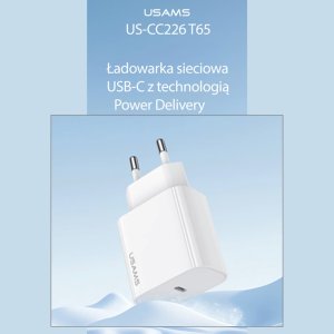 Ładowarka Usams USAMS Ład. siec. 1xUSB-C T65 PD20W (only head) PD Fast Charging biały/white CC226TC01 (US-CC226) 5