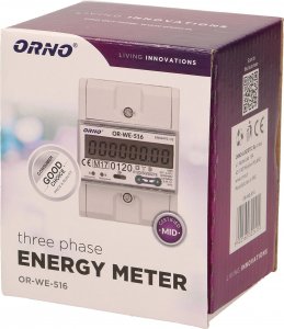 Orno Licznik energii elektrycznej Orno OR-WE-516 3-faz Port RS-485 Din TH-35mm biały 6