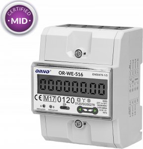 Orno Licznik energii elektrycznej Orno OR-WE-516 3-faz Port RS-485 Din TH-35mm biały 8