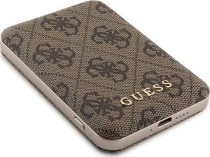 Powerbank Guess Guess 4G Leather Metal Logo MagSafe - Power Bank indukcyjny 5000 mAh 15W MagSafe (brązowy) 4