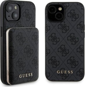 Guess Guess Bundle Pack MagSafe 4G Metal Gold Logo - Zestaw etui + Power Bank 5000mAh MagSafe iPhone 15 (czarny) 1