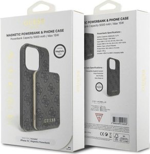 Guess Guess Bundle Pack MagSafe 4G Metal Gold Logo - Zestaw etui + Power Bank 5000mAh MagSafe iPhone 15 (czarny) 11