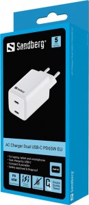 Ładowarka Sandberg AC Charger Dual USB-C PD65W EU 4