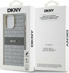 DKNY DKHCP14LPRTHSLE iPhone 14 Pro 6.1" beżowy/beige hardcase Leather Mono Stripe & Metal Logo 8