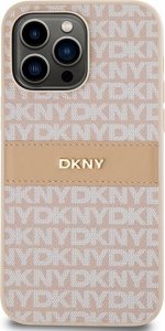 DKNY DKHCP14LPRTHSLP iPhone 14 Pro 6.1" różowy/pink hardcase Leather Mono Stripe & Metal Logo 3