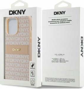 DKNY DKHCP14XPRTHSLP iPhone 14 Pro Max 6.7" różowy hardcase Leather Mono Stripe & Metal Logo 8