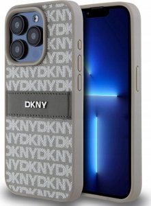 DKNY DKHCP14XPRTHSLE iPhone 14 Pro Max 6.7" beżowy hardcase Leather Mono Stripe & Metal Logo 9