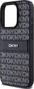 DKNY DKHCP15LPRTHSLK iPhone 15 Pro 6.1" czarny/black hardcase Leather Mono Stripe & Metal Logo 5