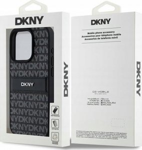 DKNY DKHCP15LPRTHSLK iPhone 15 Pro 6.1" czarny/black hardcase Leather Mono Stripe & Metal Logo 7