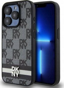 DKNY DKNY DKHCP15LPCPTSSK iPhone 15 Pro 6.1" czarny/black hardcase Leather Checkered Mono Pattern & Printed Stripes 1