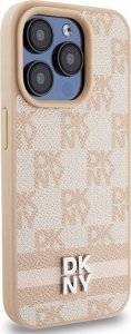 DKNY DKHCP15LPCPTSSP iPhone 15 Pro 6.1" różowy/pink hardcase Leather Checkered Mono Pattern & Printed Stripes 4