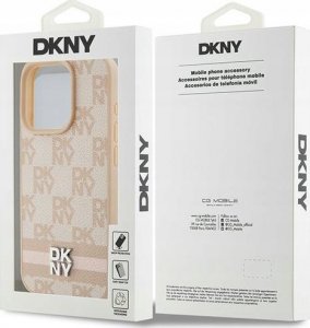 DKNY DKHCP15LPCPTSSP iPhone 15 Pro 6.1" różowy/pink hardcase Leather Checkered Mono Pattern & Printed Stripes 8