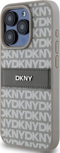 DKNY DKHCP15LPRTHSLE iPhone 15 Pro 6.1" beżowy/beige hardcase Leather Mono Stripe & Metal Logo 2
