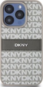 DKNY DKHCP15LPRTHSLE iPhone 15 Pro 6.1" beżowy/beige hardcase Leather Mono Stripe & Metal Logo 3