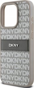 DKNY DKHCP15LPRTHSLE iPhone 15 Pro 6.1" beżowy/beige hardcase Leather Mono Stripe & Metal Logo 6