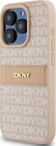 DKNY DKHCP15LPRTHSLP iPhone 15 Pro 6.1" różowy/pink hardcase Leather Mono Stripe & Metal Logo 2