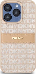 DKNY DKHCP15LPRTHSLP iPhone 15 Pro 6.1" różowy/pink hardcase Leather Mono Stripe & Metal Logo 3