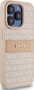 DKNY DKHCP15LPRTHSLP iPhone 15 Pro 6.1" różowy/pink hardcase Leather Mono Stripe & Metal Logo 4