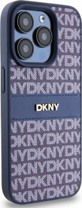 DKNY DKHCP15LPRTHSLB iPhone 15 Pro 6.1" niebieski/blue hardcase Leather Mono Stripe & Metal Logo 4