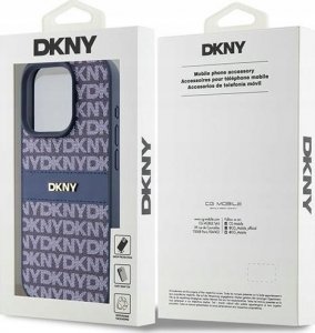 DKNY DKHCP15LPRTHSLB iPhone 15 Pro 6.1" niebieski/blue hardcase Leather Mono Stripe & Metal Logo 8