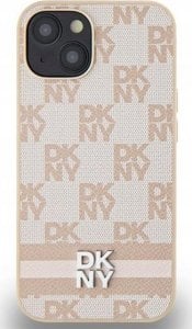DKNY DKNY DKHCP15SPCPTSSP iPhone 15 / 14 / 13 6.1" różowy/pink hardcase Leather Checkered Mono Pattern & Printed Stripes 1