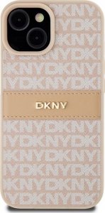 DKNY DKHCP15MPRTHSLP iPhone 15 Plus / 14 Plus 6.7" różowy/pink hardcase Leather Mono Stripe & Metal Logo 3