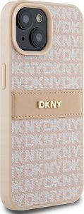 DKNY DKHCP15MPRTHSLP iPhone 15 Plus / 14 Plus 6.7" różowy/pink hardcase Leather Mono Stripe & Metal Logo 4