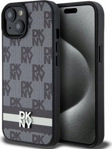 DKNY DKNY DKHCP15MPCPTSSK iPhone 15 Plus / 14 Plus 6.7" czarny/black hardcase Leather Checkered Mono Pattern & Printed Stripes 1