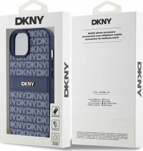 DKNY DKHCP15SPRTHSLB iPhone 15 / 14 / 13 6.1 niebieski/czarny hardcase Leather Mono Stripe & Metal Logo 8