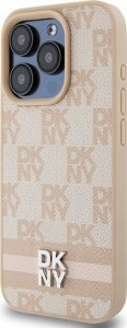 DKNY DKHCP15XPCPTSSP iPhone 15 Pro Max 6.7" różowy/pink hardcase Leather Checkered Mono Pattern & Printed Stripes 2