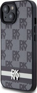 DKNY DKHCP15SPCPTSSK iPhone 15 / 14 / 13 6.1" czarny/black hardcase Leather Checkered Mono Pattern & Printed Stripes 2