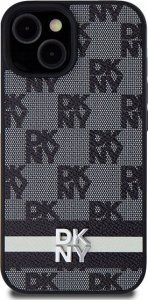 DKNY DKHCP15SPCPTSSK iPhone 15 / 14 / 13 6.1" czarny/black hardcase Leather Checkered Mono Pattern & Printed Stripes 3