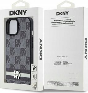 DKNY DKHCP15SPCPTSSK iPhone 15 / 14 / 13 6.1" czarny/black hardcase Leather Checkered Mono Pattern & Printed Stripes 8