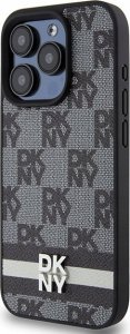 DKNY DKHCP15XPCPTSSK iPhone 15 Pro Max 6.7" czarny/black hardcase Leather Checkered Mono Pattern & Printed Stripes 2