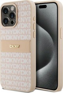 DKNY DKNY DKHCP15XPRTHSLP iPhone 15 Pro Max 6.7" różowy/pink hardcase Leather Mono Stripe & Metal Logo 1