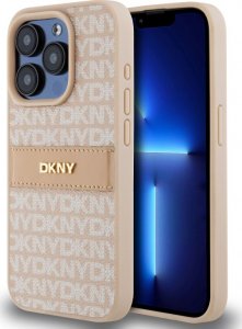 DKNY DKHCP15XPRTHSLP iPhone 15 Pro Max 6.7" różowy/pink hardcase Leather Mono Stripe & Metal Logo 9