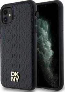 DKNY DKNY DKHMN61PSHRPSK iPhone 11 / Xr 6.1" czarny/black hardcase Leather Monogram Pattern Metal Logo MagSafe 1