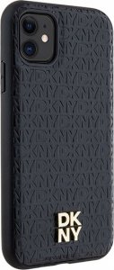 DKNY DKHMN61PSHRPSK iPhone 11 / Xr 6.1" czarny/black hardcase Leather Monogram Pattern Metal Logo MagSafe 4