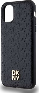 DKNY DKHMN61PSHRPSK iPhone 11 / Xr 6.1" czarny/black hardcase Leather Monogram Pattern Metal Logo MagSafe 6