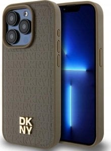 DKNY DKNY DKHMP14XPSHRPSW iPhone 14 Pro Max 6.7" brązowy/brown hardcase Leather Pattern Metal Logo MagSafe 1