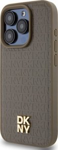 DKNY DKHMP14XPSHRPSW iPhone 14 Pro Max 6.7" brązowy/brown hardcase Leather Pattern Metal Logo MagSafe 2