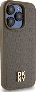 DKNY DKHMP14XPSHRPSW iPhone 14 Pro Max 6.7" brązowy/brown hardcase Leather Pattern Metal Logo MagSafe 4