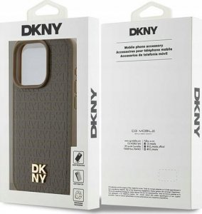 DKNY DKHMP14XPSHRPSW iPhone 14 Pro Max 6.7" brązowy/brown hardcase Leather Pattern Metal Logo MagSafe 8