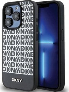 DKNY DKNY DKHMP15LPSOSPK iPhone 15 Pro 6.1" czarny/black hardcase Leather Printed Pattern Metal Logo MagSafe 1