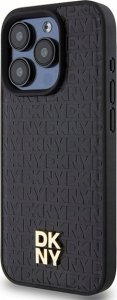 DKNY DKHMP15LPSHRPSK iPhone 15 Pro 6.1" czarny/black hardcase Leather Pattern Monogram Metal Logo MagSafe 2