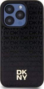 DKNY DKHMP15LPSHRPSK iPhone 15 Pro 6.1" czarny/black hardcase Leather Pattern Monogram Metal Logo MagSafe 3